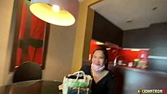 Oh wow, this petite Asian teen maid is begging for creampie in her pussy during pov action