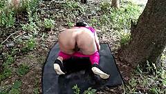 Horny Aunty with Huge Ass and Big Tits Enjoys Wild Jungle Sex Outdoor Public Adventure
