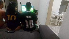 seductive wife enjoys double penetration with husband and friend after bet