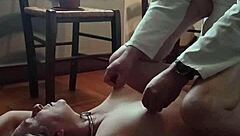 French Maid In Bondage Gets Anal Doggystyle Cumshot In Homemade Exhibitionist Humiliation