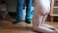 French Maid In Bondage Gets Anal Doggystyle Cumshot In Homemade Exhibitionist Humiliation