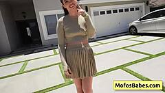 why is this sexy hot brunette angelina moon sucking and sliding a huge fat dick deep in her shaved pussy?