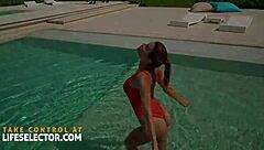 Conversational-emoji title: Brunette swim babe Kitana Lure wants that hard cock pounding her wet pussy outdoors now! 💦🍆