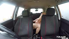 Dialogic long title: Come on, ride me harder in the backseat, you busty euro babe! She moans while fingering her ass publicly in the car.