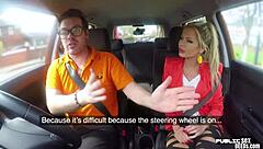 Dialogic long title: Come on, ride me harder in the backseat, you busty euro babe! She moans while fingering her ass publicly in the car.