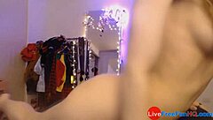 Personal title where I watch this petite blonde teen masturbating with dildo in high definition homemade video