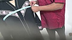 tailor gropes hijab lady's big tits ass during tight blouse measurements