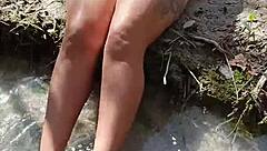 Mexican Amateur Prostitute Flashing Natural Tits And Pussy In Public River Without Fear