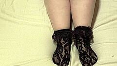 i cum hard in white pantyhose black lace socks