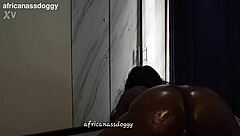 Soft jiggly ebony ass bounces on oiled big black cock