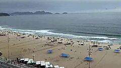 Petite babe creampied anally on Rio balcony