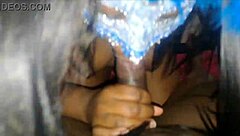 masked ebony deepthroats big cock swallows hot cum load