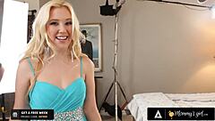 Hot blonde babe indulges dirty fingering with stacked MILF