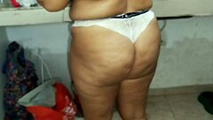 Chubby Latina Exhibitionist Flaunts Huge Ass Pussy to Neighbor