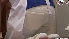 Skinny japanese maid hairy pussy creampied in hotel