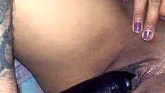 big dildo rams deep into tight latina pussy