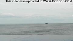 skinny japanese college girl's infinity pool tease