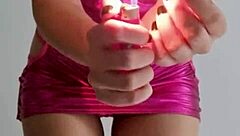 watch me slut out in bright pink dress shaking ass hard