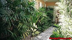 bondage teen roughly fucked outdoors doggystyle by dominating stalker