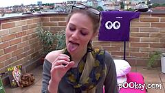 seductive amateur in blue stockings devours every cock hungrily with deepthroat skill