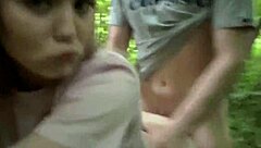 i fuck naughty blonde outside forest public