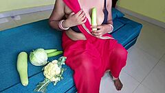 he caught her slipping cucumber into her wet pussy