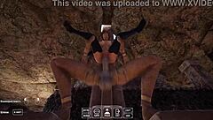 Lara's butt ravished by cave statue hentai ecstasy