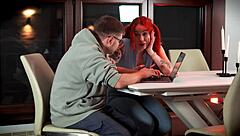 She skips her routine to stroke my throbbing cock with expert handjob moans and deepthroat passion leading to facial cumshot