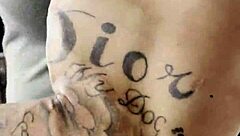 Muscular Bodybuilder Tattoo Legs Solo Workout Tease