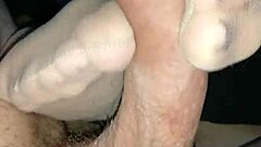 i love giving this homemade sensual footjob in tan stockings