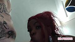 WOW, FUCK TATTOOED AFRICAN TOURIST'S HOT PUSSY IN MIRRORS!