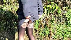 housewife slips into kinky homemade outdoor teasing adventure