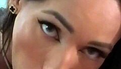 brunette latina teen rims in pov as natural tits bounce during sloppy blowjob cumshot