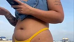 i got that guy rock hard flashing on the beach