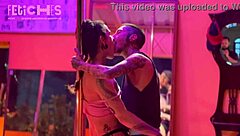 tattooed hottie dances seductively on pole for horny guy