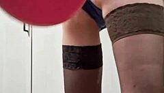 sexy balloon mistress elza kom dominates with huge heels fetish