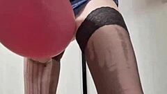 sexy balloon mistress elza kom dominates with huge heels fetish