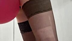 sexy balloon mistress elza kom dominates with huge heels fetish