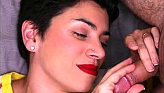 i love watching cum drip down her smiling face closeup