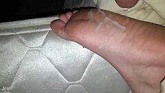 cumshot explodes all over sexy feet
