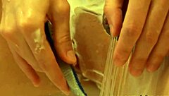 Shaving my smooth pussy shower closeup feels so good