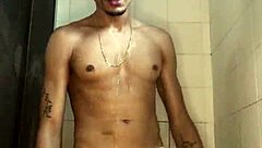 young stud with thick cock jerks off in shower homemade