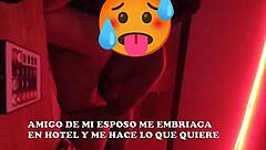 my husband's friend took me to hotel after party and wrecked my ass on cam