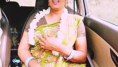 Indian Aunty's Big Natural Tits Bounce in Dirty Talk Long Drive Fuck