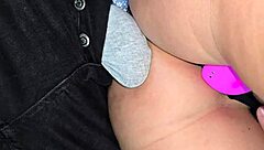 shameless girl vibrating toy pussy groped ass cum panties public bus