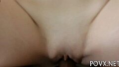 Teen nympho kneels for hardcore POV blowjob and steaming cumshots