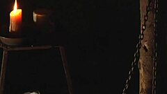 Bent Over Slave Kneels Licking Mistress's Dripping Pussy in BDSM Bondage