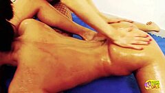 Syrup slathering wrestlers erupt into lesbian threesome frenzy!