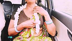 Indian Aunty's Big Natural Tits Bounce in Dirty Talk Long Drive Fuck