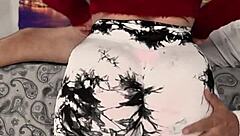 curvy latina milf drops to knees slurping cock till explosive mouth cumshot